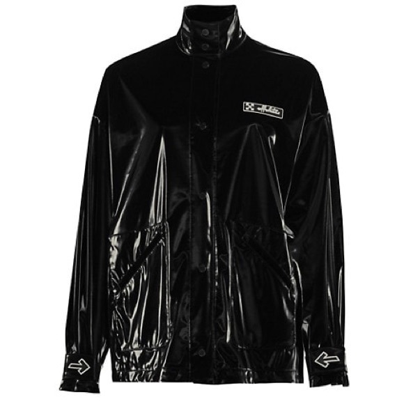 Off-White Glossy Velvet-Trimmed Track Jacket - Picture 1 of 14